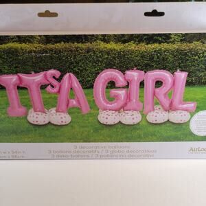 It’s A Girl Balloons 106"x 34" No Helium Baby Shower Decor Anagram AirLoonz Pink